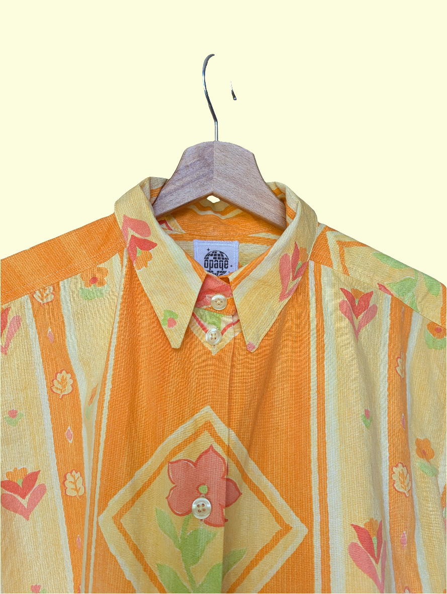 Chemisette orange à fleurs
